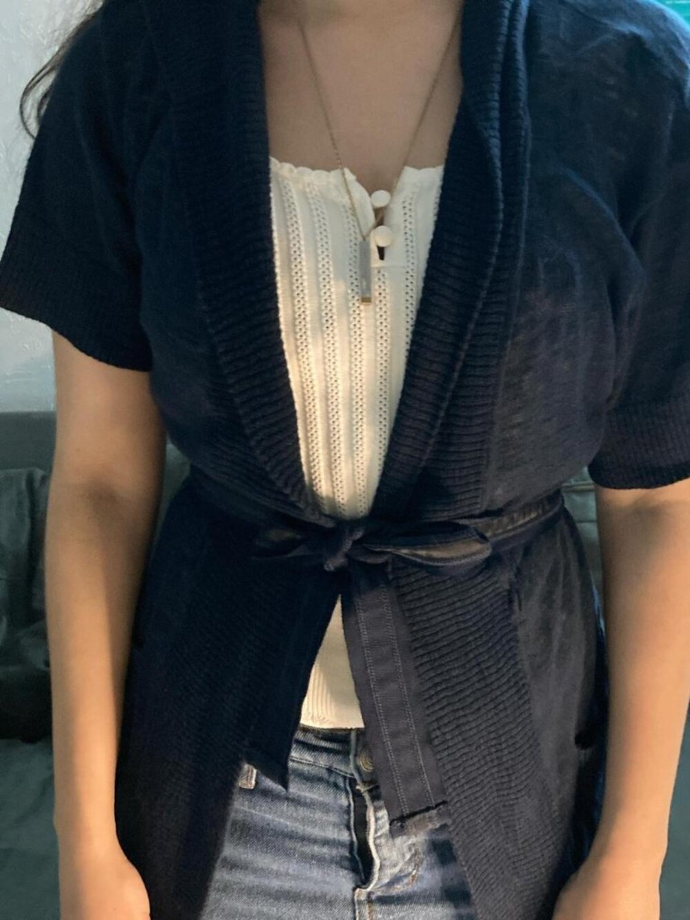 Y2K Abercrombie & Fitch Tie Short Sleeve Hoodie Cardigan